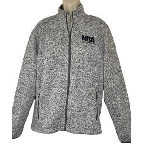 NRA Lifetime‎ Member NWOT Jacket, Marled Grey Knit, Embroidered Logo, Mens Large